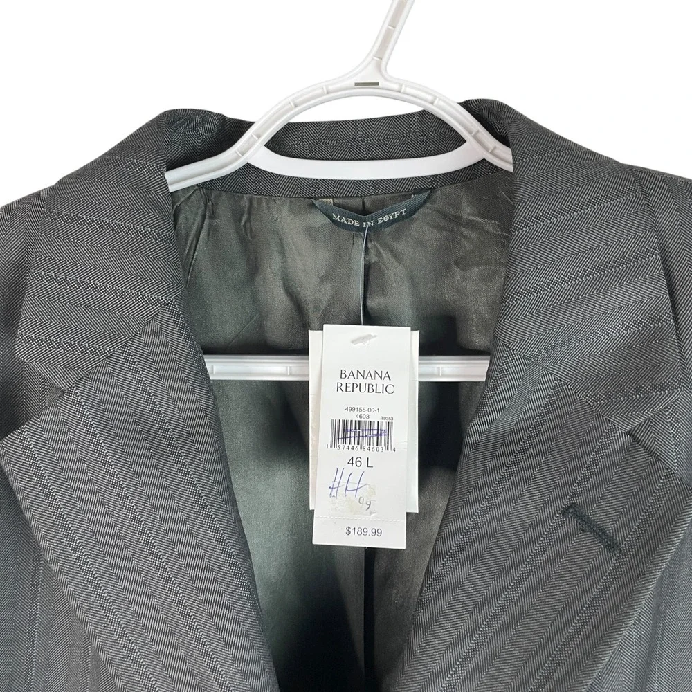 NEW Banana Republic Wool/Polyester Blend Blazer Jacket Mens 46L Gray‎ 3 Button